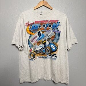 Gildan Light Gray Cowtown Speedway Graphic Tee race car sz xl